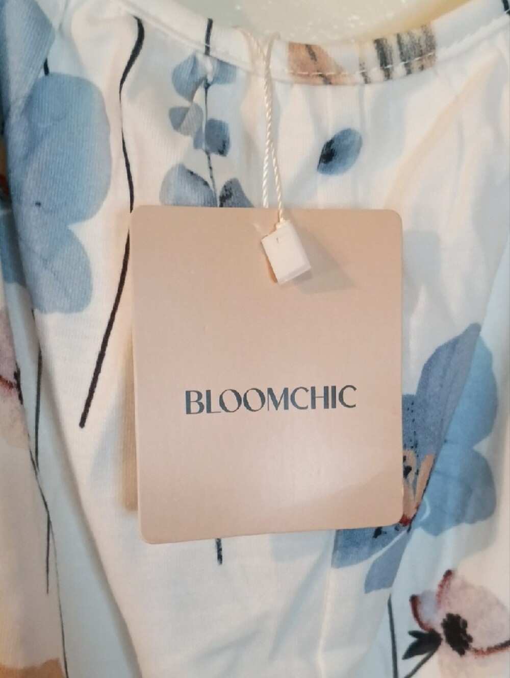 Bloomchic Floral Wide-Leg Sleeveless Jumpsuit in Cream and Blue - Picture 2 of 4